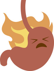 Heartburn colorful flat internal organs illustration