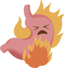 Heartburn colorful flat internal organs illustration