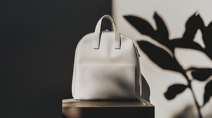 aesthetic mockup of a simple white backpack