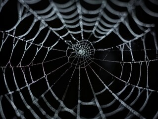 Fototapeta premium Delicate spiderweb glistening