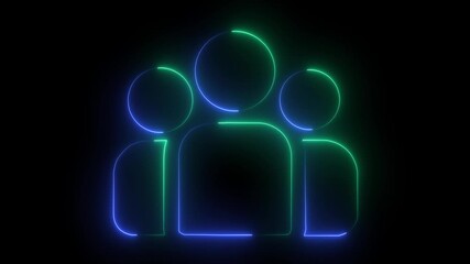 the Group people man icon glowing animation saber video on black background 