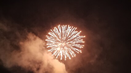 fireworks explosions in the night space for your text background