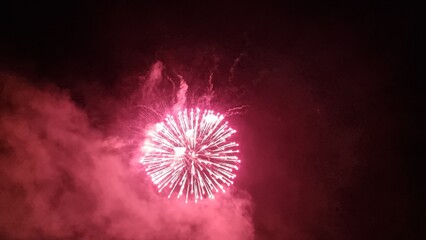 fireworks explosions in the night  space for your text background