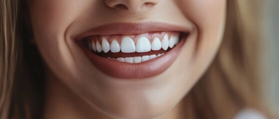 Fototapeta premium Beautiful female smile demonstrating perfect teeth