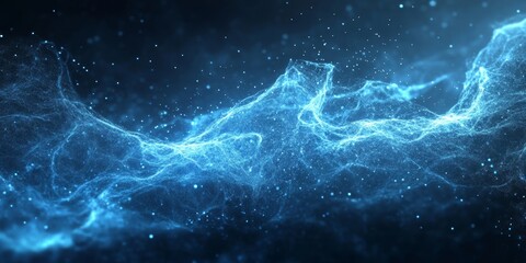 Naklejka premium Abstract blue energy waves on a dark background. Ideal for futuristic themes, technology, and science fiction designs.
