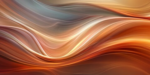 Fluid abstract waves in warm tones of orange, gold, and brown, creating a dynamic and elegant background. Perfect for digital art, wallpapers, or designs.