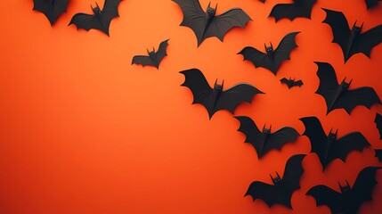 Fototapeta premium Halloween illustration with black bats and space for text