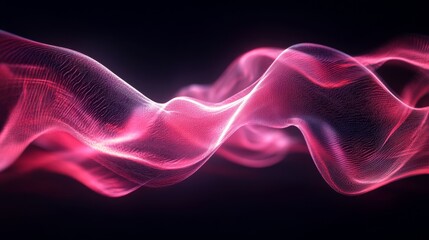 Obraz premium Neon pink and blue waves on a dark background, creating a futuristic and dynamic design. Perfect for digital art, modern graphics, or tech-related themes.