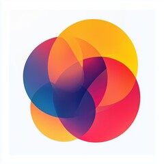 Fototapeta premium Abstract Fluid Geometry Logo Modern Gradient Design with Overlapping Shapes, Sleek Contemporary Style in Soft Pastels to Bold Colors, Ideal for Branded Visuals and Creative Projects, White Background