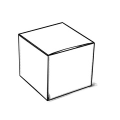Box, Schachtel, blanko, Zeichnung, handgezeichnete Bleistift-Illustration, transparenter Hintergrund, PNG