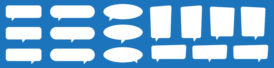 Set of speech bubbles. Speak bubble text, cartoon chatting box, message box. Blank empty speech bubbles.