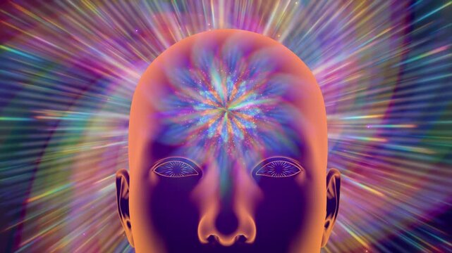 looped 3d animation glowing human consciousness