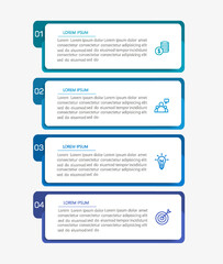 Vector infographic template with 4 steps for business. Can be used for workflow layout, presentations, diagram, annual report, web design	