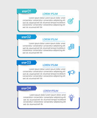 Vector infographic template with 4 steps for business. Can be used for workflow layout, presentations, diagram, annual report, web design	