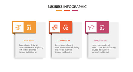Business infographic design template with 3 options, steps or processes. Can be used for workflow layout, diagram, annual report, web design