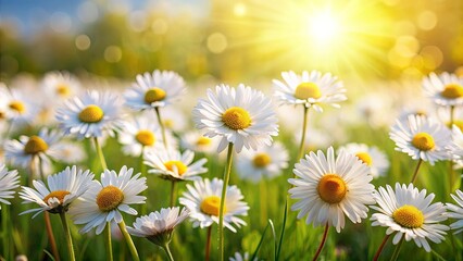 Fototapeta premium Sunny daisy flowers isolated on background, Sunny, daisy, flowers, isolated,background, spring, summer, nature, yellow, white
