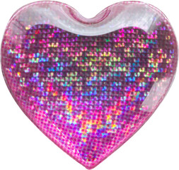 Heart shape hologram sticker isolated on white background