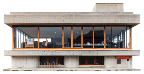 PNG Brutalism coffee shop architecture building furniture.