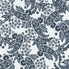 Fototapeta premium paisley floral vector illustration in damask style. seamless background