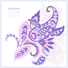 Vector Floral isolated pattern with paisley ornament.