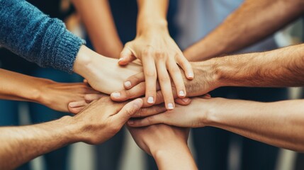 Unity and Teamwork: Diverse Hands Together