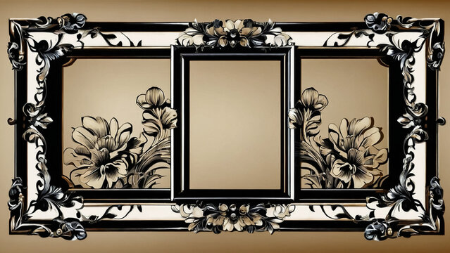 beautifully decorated, unique and antique gold picture frame