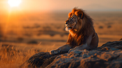 lion in the sunset beautiful background