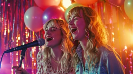 Girls Singing at Party