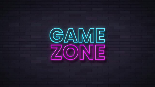 game zone Neon Sign. 4K motion animation.