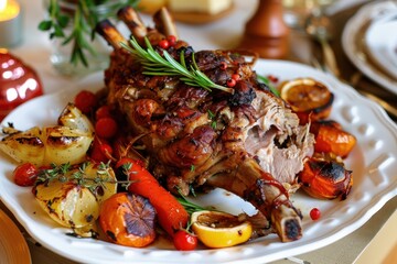 Arni sto fourno plate wiht meat and bones