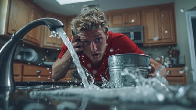 The man with leaking faucet