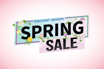 spring sale word text concept icon logo sign symbol vector note mega shopping style for use landing page, template, social media, web, mobile app, poster, banner, flyer, background, gift card, coupon

