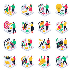 Set of Business Activities Isometric Illustrations

