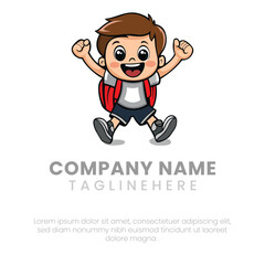 happy cheerful kid with his schoolbag going to school