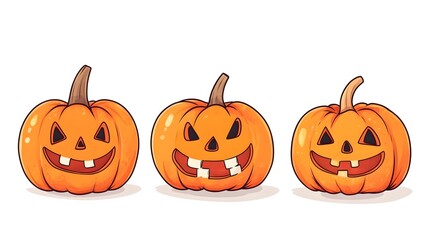 Collection of Smiling Cartoon Pumpkins for Halloween and Designs