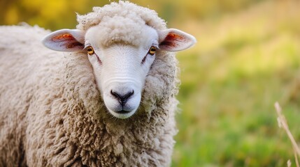 Fototapeta premium Simple Sheep Illustration Featuring Only Outlined Body and Eyes. Minimalistic Design with Basic Features Highlighting the Sheep's Essential Form and Expression.