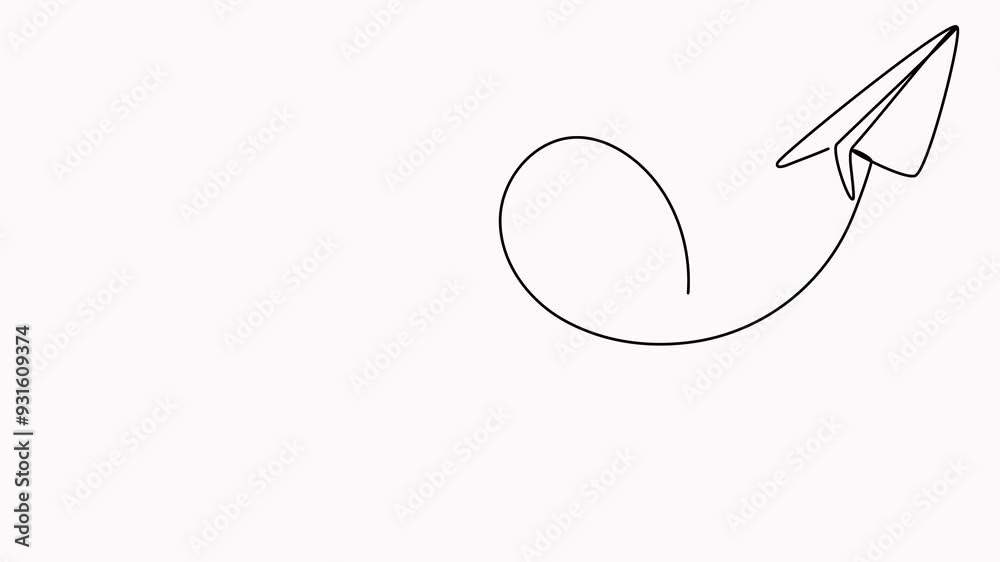 Poster animated paper plane with envelope continuous line drawing. email linear symbol video animation.