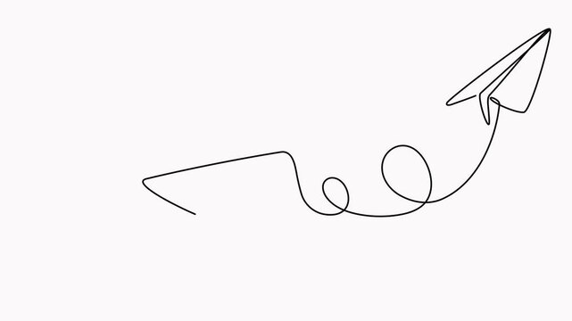 Animated paper plane with envelope continuous line drawing. Email linear symbol video animation.