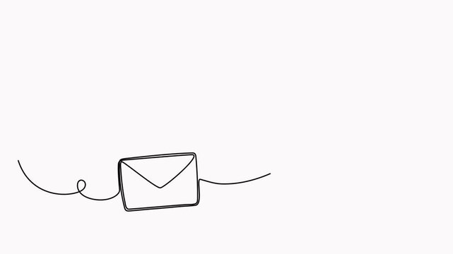 Envelope with flying paper plane and heart continuous line drawing animation. Email linear symbol.