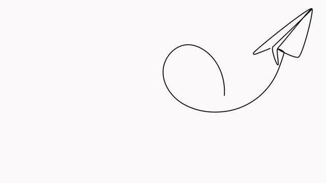 Animated paper plane with envelope continuous line drawing. Email linear symbol video animation.