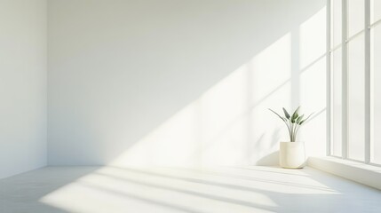 A pristine white room with a single object placed in the corner, symbolizing subtle minimalism.