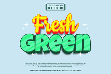 Editable text effect Fresh Green 3d cartoon template style modern premium vector