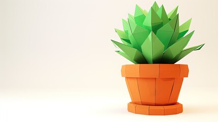 A small potted plant made of paper