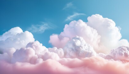 white fluffy clouds on dreamy pastel colored sky