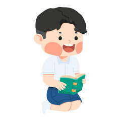 child sitting and reading a book