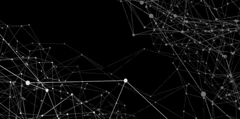 black network patterned background. Connection background with lines and dots. abstract polygons plexus vector background, digital data visualization. futuristic shape. Computer generated background.	