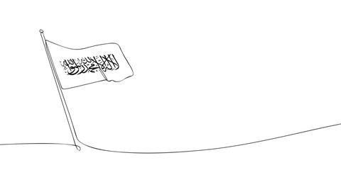 A single line drawing of a Afghanistan flag. Continuous line the Islamic Emirate of Afghanistan icon. One line icon. Vector illustration.