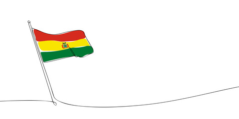 A single line drawing of a Bolivia flag. Continuous line the Plurinational State of Bolivia icon. One line icon. Vector illustration.
