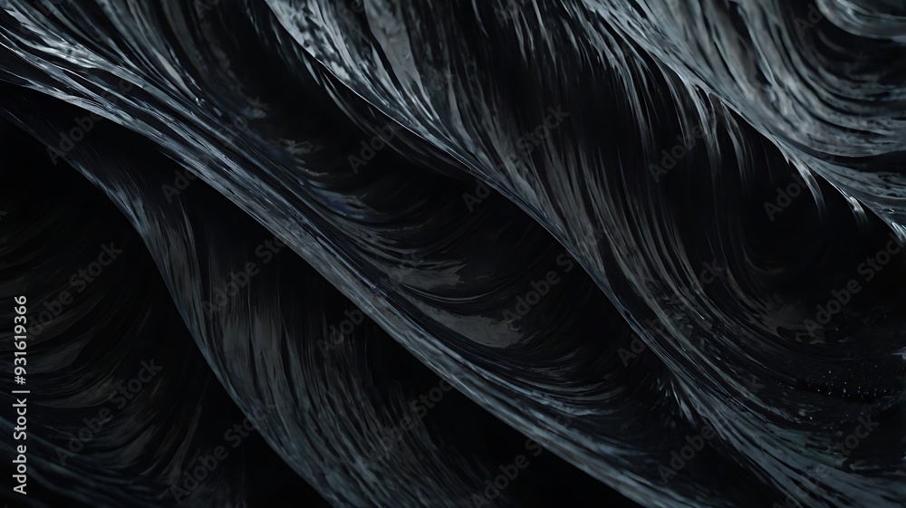 Aufkleber abstract digital artwork featuring a series of smooth, flowing waves in a monochromatic black color 