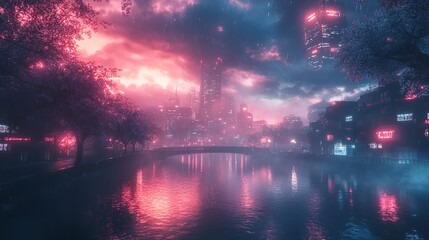 Obraz premium Sunrise Serenity Witness the breathtaking beauty of a sunrise over the horizon, as the sky is painted in hues of pink, purple, and gold. Silhouetted trees stand in stark relief against the dawn sky